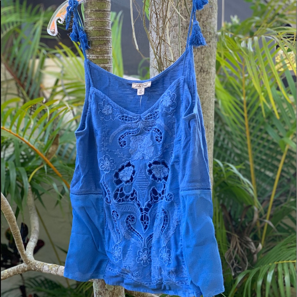 🔥FLASH SALE ! Lucky Brand 🌴 Embroidered Wash Tank Top - Picture 3 of 6